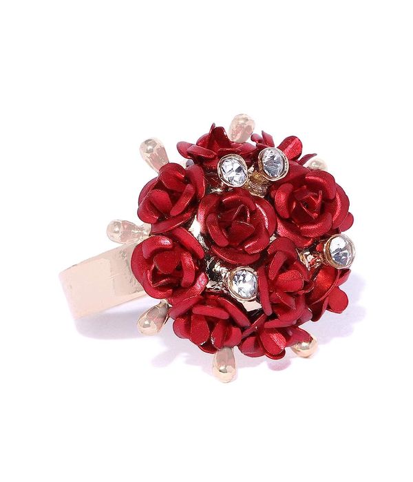 Valentine Gifts for Girlfriend/Wife : YouBella Jewellery Stylish Love Rose Ring for Women/Girls (Red)