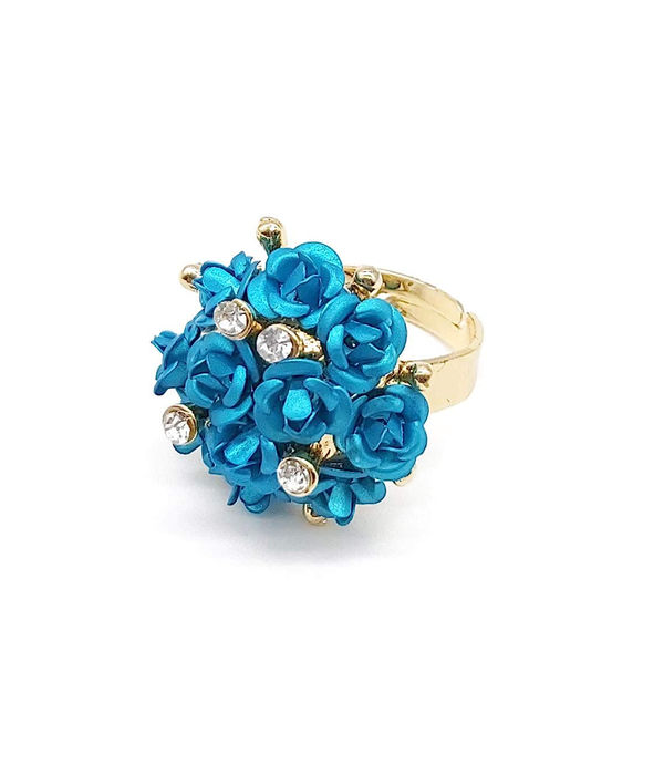 Valentine Gifts for Girlfriend/Wife : YouBella Jewellery Stylish Love Rose Ring for Women/Girls (Blue)