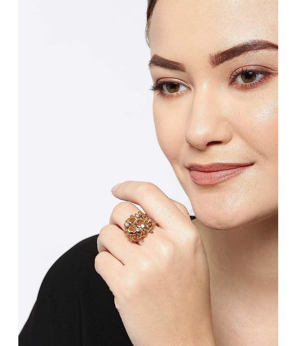 Valentine Gifts for Girlfriend/Wife : YouBella Jewellery Stylish Love Rose Ring for Women/Girls (Gold)