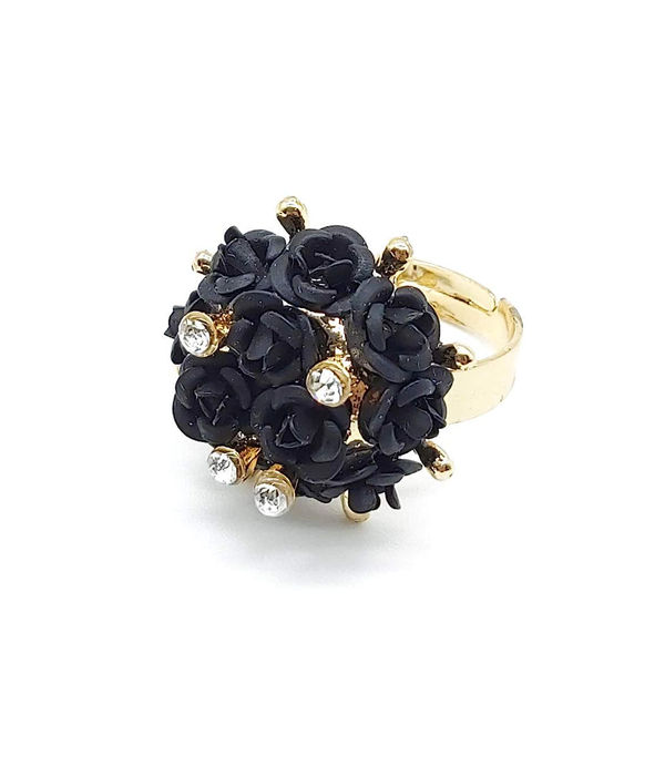 Valentine Gifts for Girlfriend/Wife : YouBella Jewellery Stylish Love Rose Ring for Women/Girls (Black)