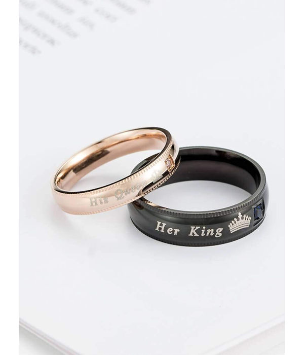 Valentine Gifts for Girls/Women : YouBella Jewellery 100% Stainless Steel Never Fading Couple Rings for Girls/Women/Boys/Men