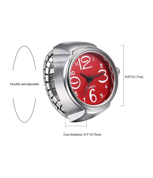 YouBella Jewellery Stylish Finger Ring Watch Jewellery Alloy Silver Plated Ring for Girls/Women and Boys/Men (Red)