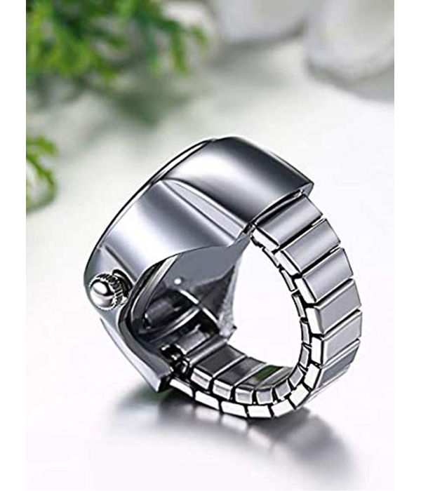 YouBella Jewellery Stylish Finger Ring Watch Jewellery Alloy Silver Plated Ring for Girls/Women and Boys/Men (Yellow)