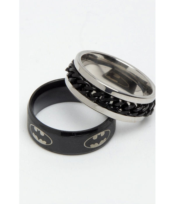 YouBella
Men Set Of 2 Black & Silver-Toned Textured Finger Rings