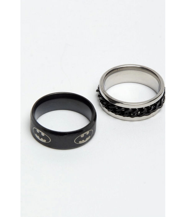 YouBella
Men Set Of 2 Black & Silver-Toned Textured Finger Rings