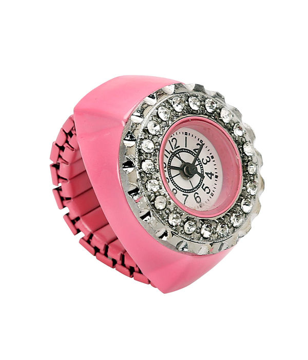 YouBella Jewellery Stylish Finger Ring Watch Jewellery Alloy Ring for Girls/Women and Boys/Men (Pink)