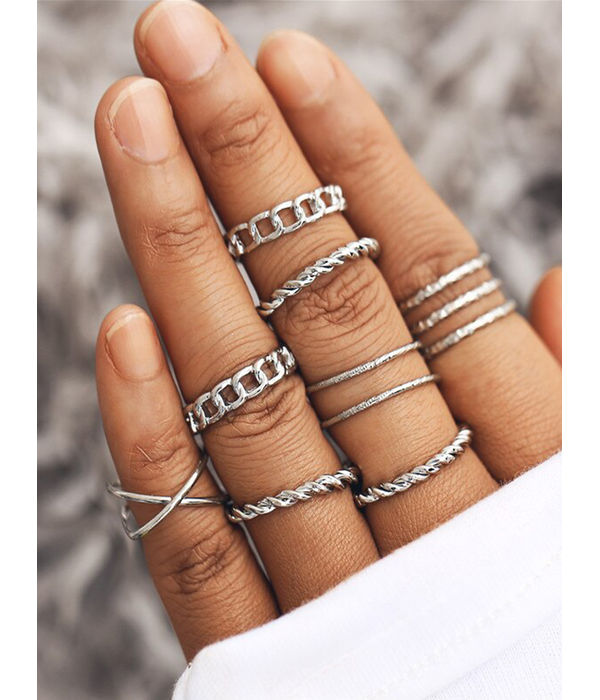 YouBella Jewellery Bohemain Oxidised Rings Combo of 8 Rings for Women and Girls (Silver) (YBRG_20121)