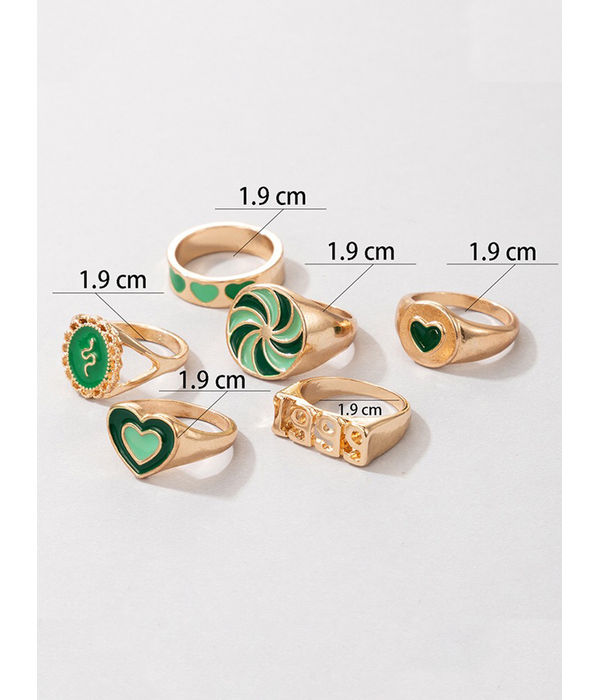 YouBella Jewellery Gold Plated Enamelled Combo of Rings for Girls and Women (Style 2)