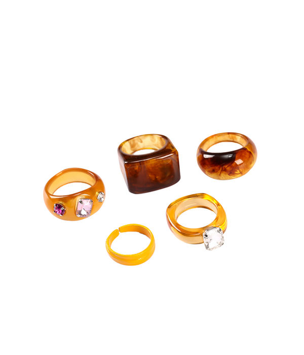 YouBella Jewellery Combo of 5 Rings for Girls and Women (Brown) (YBRG_20160)