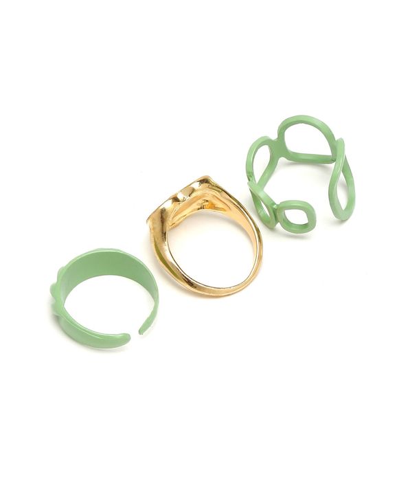 YouBella Jewellery Combo of 3 Rings for Girls and Women (Green) (YBRG_20170)