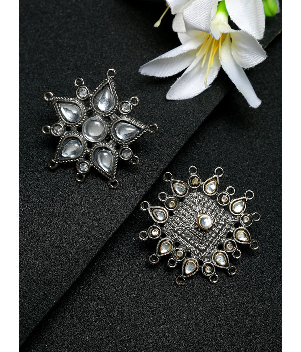 YouBella Jewellery Celebrity Inspired Oxidised Combo of 2 Rings for Girls and Women (Silver) (YBRG_20253)