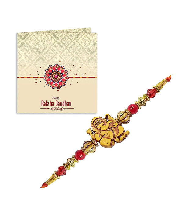 YouBella Designer Bracelet Rakhi and Greeting Card Combo Set for Brother Raksha Bandhan Gift for Brother (Style 5)