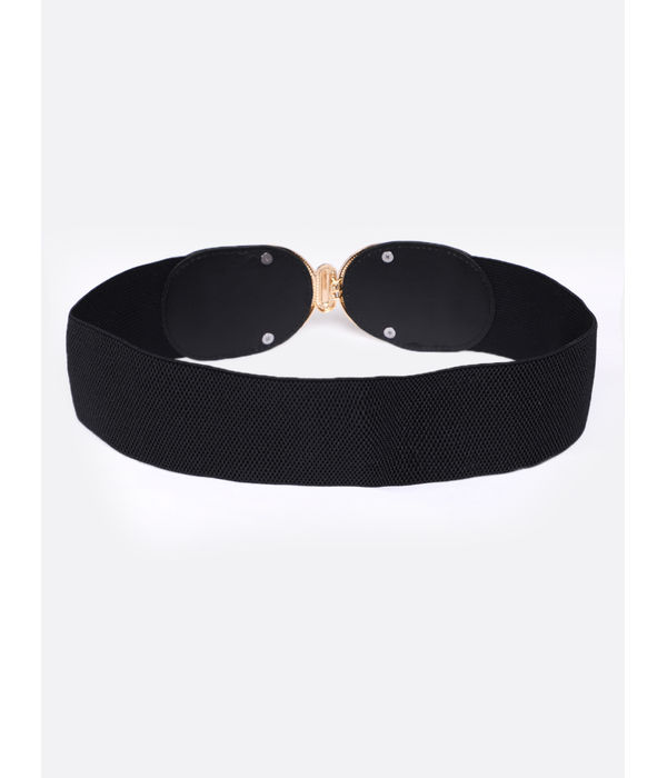 YouBella Women Fashion Jewellery Gold-Toned Stretchable Black Waist Belt With Black leather  for Women and Girls