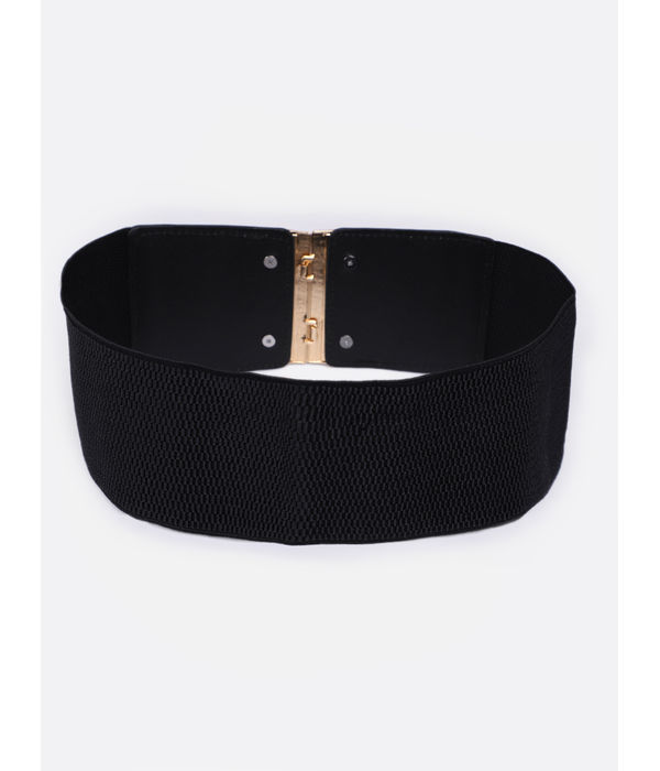 YouBella Women Fashion Jewellery Gold-Toned Stretchable Black Waist Belt With Black leather  for Women and Girls