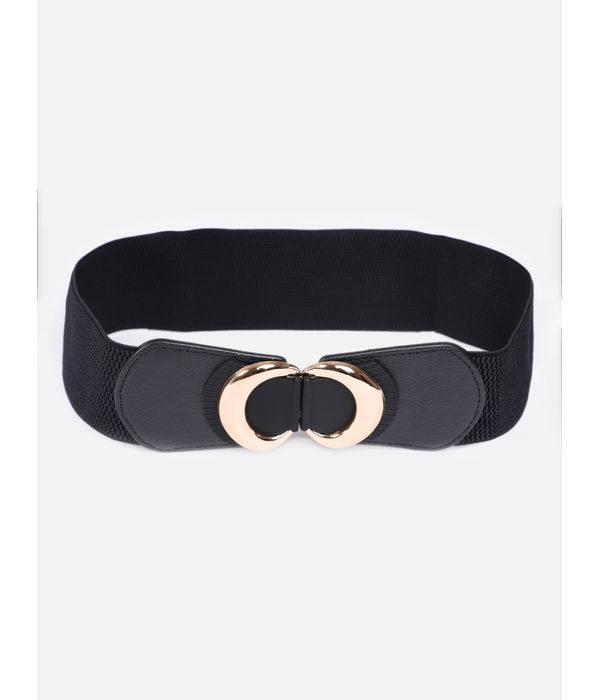 YouBella Women Fashion Jewellery Gold-Toned Stretchable Black Waist Belt With Black leather  for Women and Girls