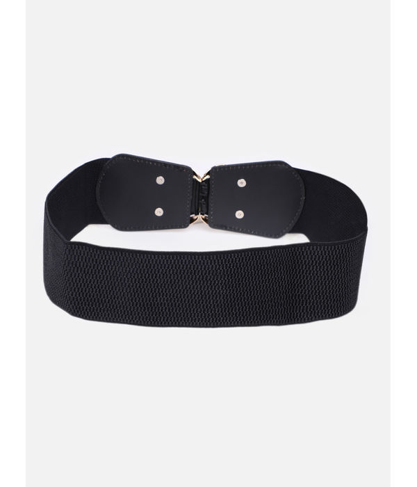 YouBella Women Fashion Jewellery Gold-Toned Stretchable Black Waist Belt With Black leather  for Women and Girls