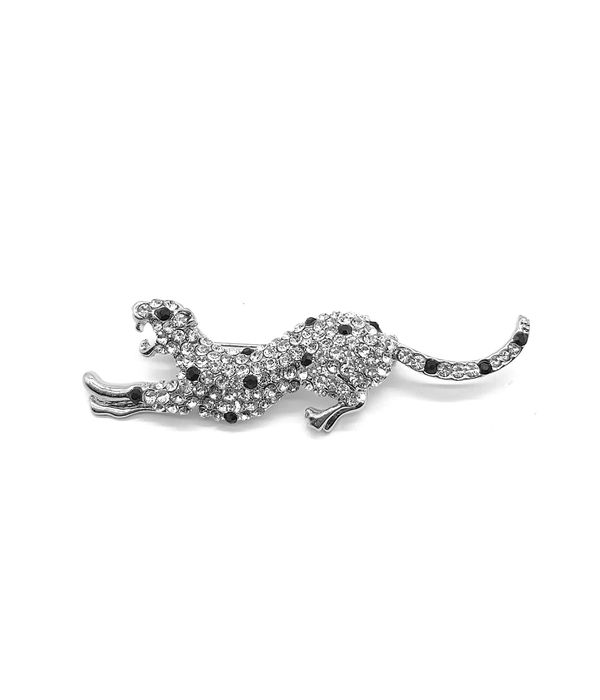 YouBella Stylish Leopard Crystal Jewellery Silver Plated Brooches for Women (Silver) (YB_Brooch_111)