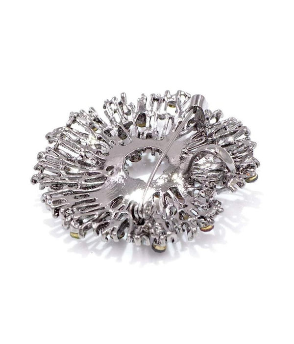 YouBella Jewellery Latest Stylish Crystal Unisex Brooch for Wedding/Party for Women/Girls/Men (Silver)