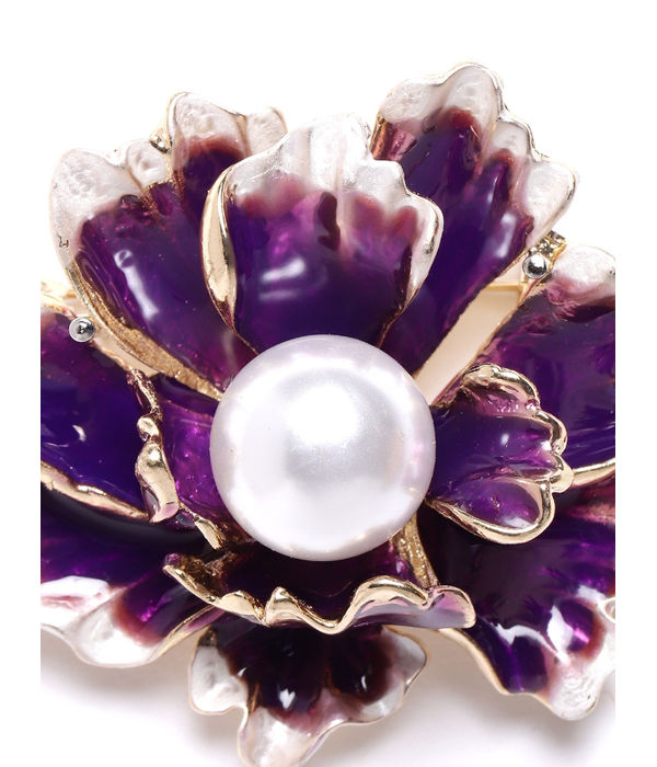 YouBella Jewellery Latest Stylish Crystal Unisex Floral Brooch for Wedding/Party for Women/Girls/Men (Purple)