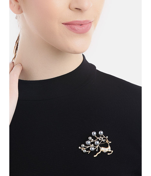 YouBella Jewellery Latest Stylish Crystal Unisex Deer Shape Brooch for Wedding/Party for Women/Girls/Men