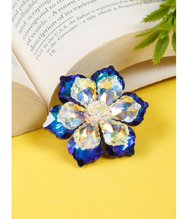 YouBella Jewellery for Women Stylish Celebrity Inspired Floral Brooch for Women/Men/Girls/Boys (Blue) (YB_Brooch_150)