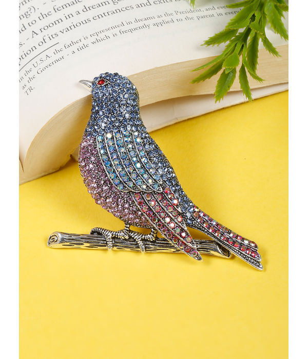 YouBella Jewellery for Women Stylish Celebrity Inspired Bird Shape Brooch for Women/Men/Girls/Boys (Multi) (YB_Brooch_151)