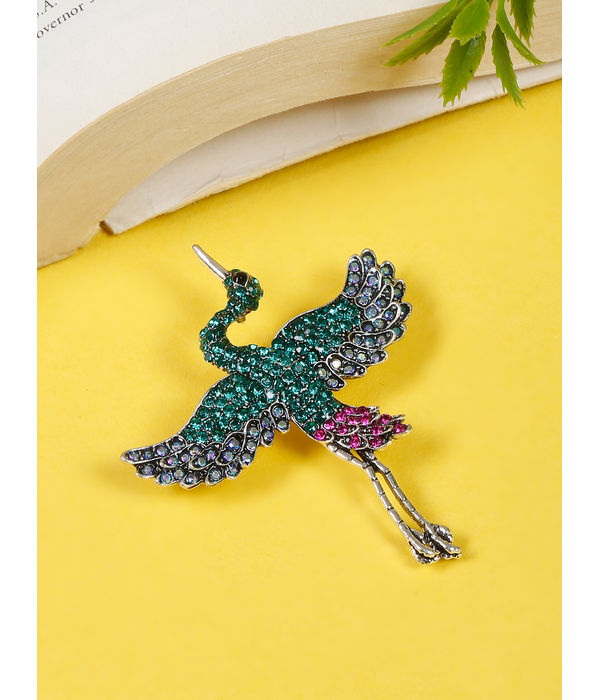 YouBella Jewellery for Women Stylish Celebrity Inspired Bird Shaped Brooch for Women/Men/Girls/Boys (Green) (YB_Brooch_153)