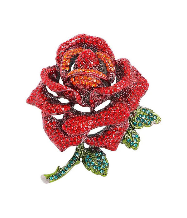 YouBella Jewellery for Women Stylish Celebrity Inspired Love Rose Shaped Brooch for Women/Men/Girls/Boys (Red) (YB_Brooch_155)