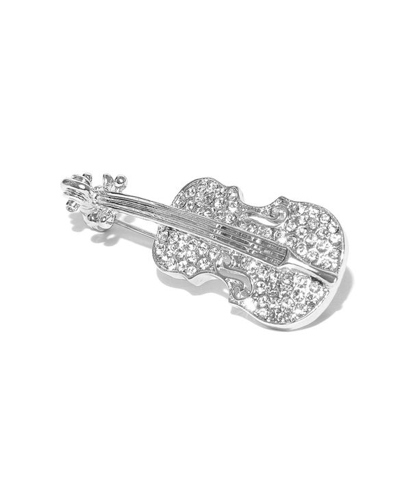 Best Valentine Gifts : YouBella Gracias Collection Musical Guitar Brooch for Men and Women/Girls (Silver)