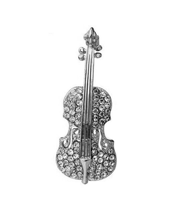 Best Valentine Gifts : YouBella  Collection Musical Guitar Brooch for Men and Women/Girls (Silver)