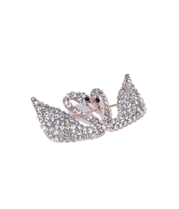 YouBella Women Gold-Plated Stone-Studded Swan-Shaped Brooch