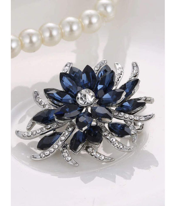 YouBella Stylish Fancy Party Wear Jewellery  Brooches for Girls (Blue) (YB_Brooch_72)