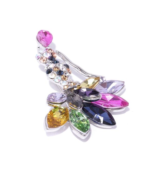 YouBella Valentine Collection Dancing Doll Jewellery Silver Plated and Cubic Zirconia Brooches for Women (Multi-colour) (YB_Brooch_73)