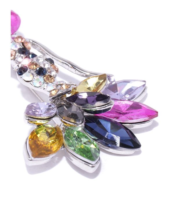 YouBella Valentine Collection Dancing Doll Jewellery Silver Plated and Cubic Zirconia Brooches for Women (Multi-colour) (YB_Brooch_73)