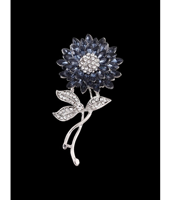 YouBella Valentine Collection Floral Jewellery Silver Plated and Cubic Zirconia Brooches for Women (Blue) (YB_Brooch_75)