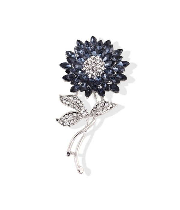 YouBella Valentine Collection Floral Jewellery Silver Plated and Cubic Zirconia Brooches for Women (Blue) (YB_Brooch_75)