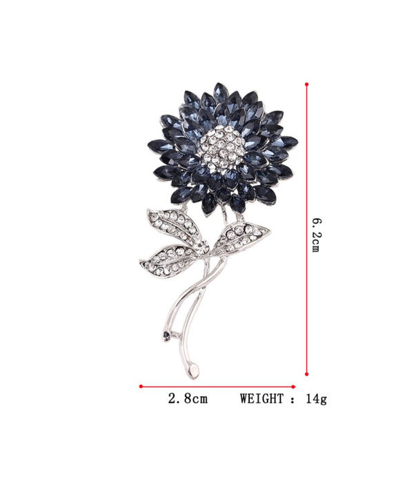 YouBella Valentine Collection Floral Jewellery Silver Plated and Cubic Zirconia Brooches for Women (Blue) (YB_Brooch_75)