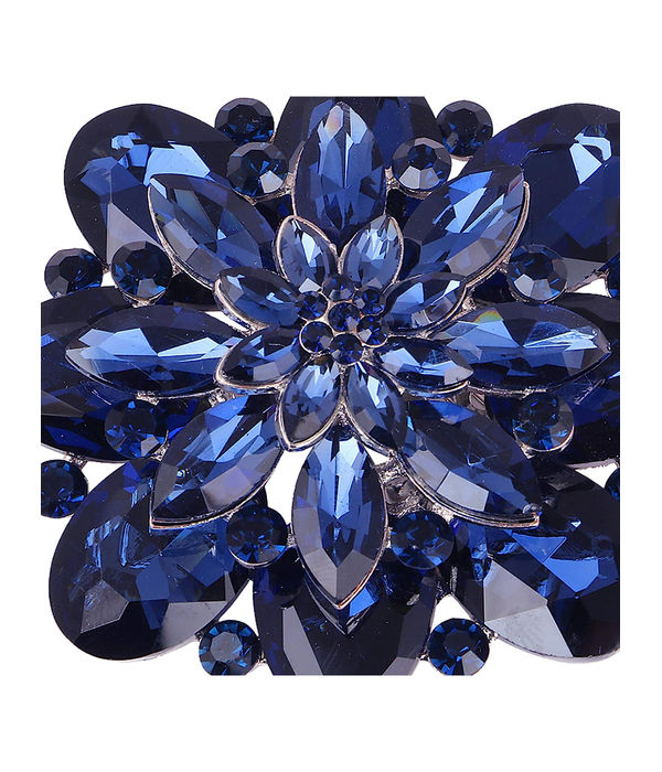 YouBella Jewellery Latest Stylish Crystal Unisex Big Size Brooch for Women/Girls/Men (Blue)