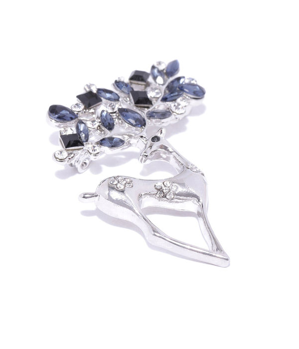 YouBella Stylish Latest Design Crystal Jewellery Silver Plated Brooches for Women (Silver) (YB_Brooch_78)