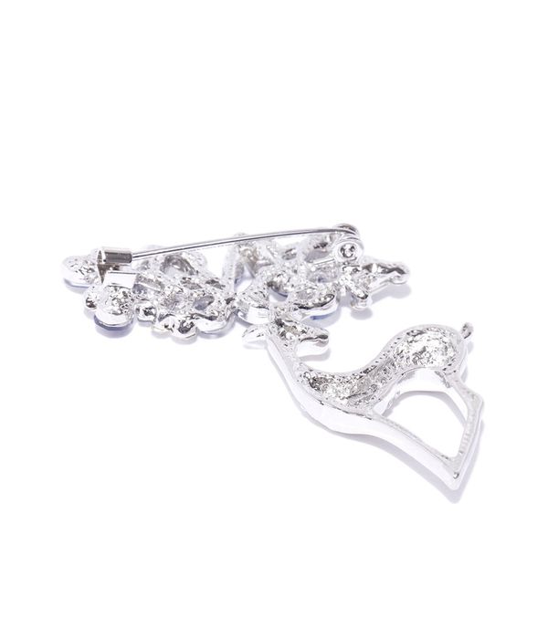 YouBella Stylish Latest Design Crystal Jewellery Silver Plated Brooches for Women (Silver) (YB_Brooch_78)