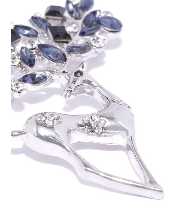 YouBella Stylish Latest Design Crystal Jewellery Silver Plated Brooches for Women (Silver) (YB_Brooch_78)