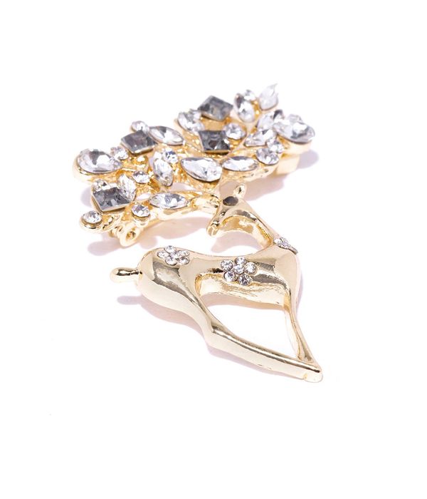 YouBella Stylish Latest Design Crystal Jewellery Gold Plated Brooches for Women (Golden) (YB_Brooch_79)