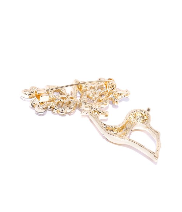 YouBella Stylish Latest Design Crystal Jewellery Gold Plated Brooches for Women (Golden) (YB_Brooch_79)