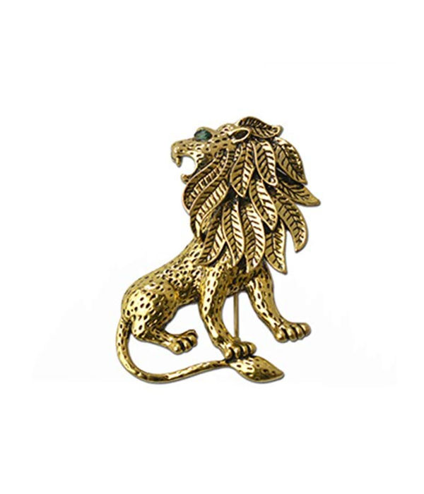 YouBella Jewellery Latest Stylish Crystal Unisex Lion Brooch for Women/Girls/Men (Silver)