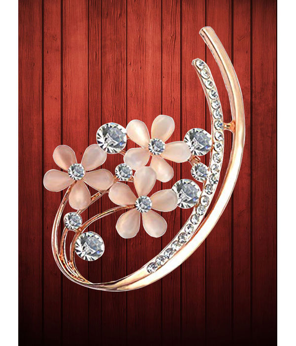 YouBella Stylish Floral Jewellery Gold Plated Brooches for Women (Golden) (YB_Brooch_85)