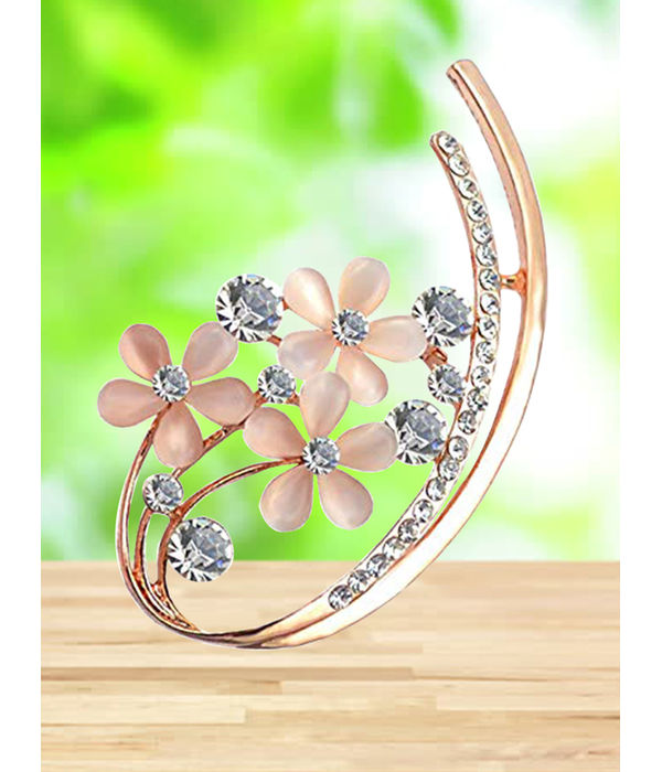 YouBella Stylish Floral Jewellery Gold Plated Brooches for Women (Golden) (YB_Brooch_85)