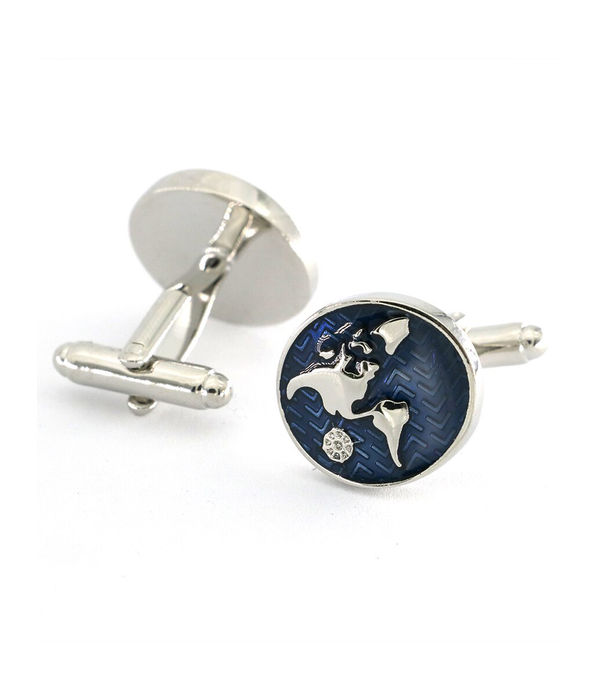 YouBella Jewellery World Map Blue Cufflink for Men and Boys, Gifts for Men and Boys