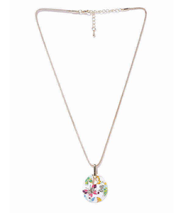 YouBella Multicoloured Stone-Studded Pendant with Chain