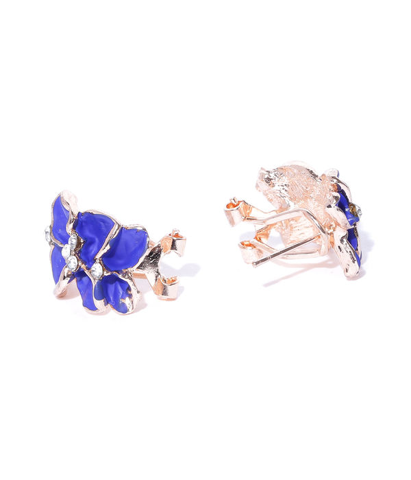 YouBella Blue Gold-Plated Floral Studs