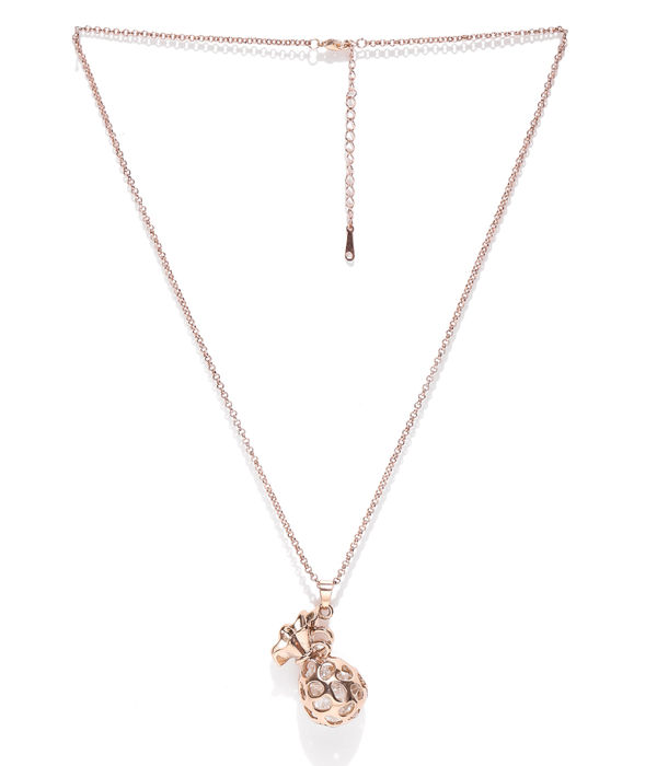 YouBella Rose Gold-Toned Potli-Shaped Pendant with Chain